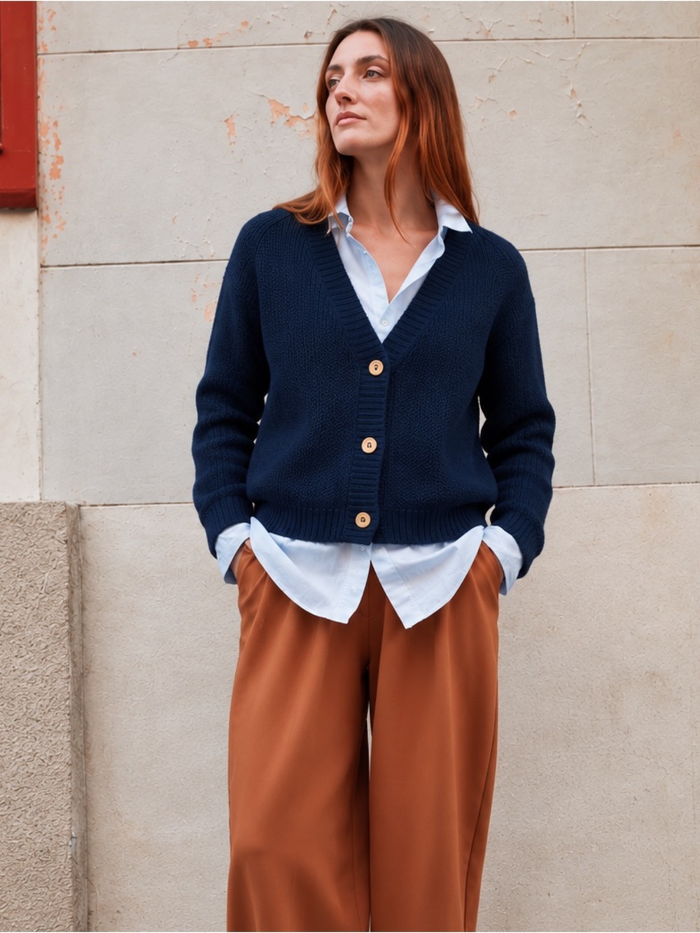 Shxt That I Knit Cabot Navy Pima Cotton Cardigan
Minimalist Coastal Sweater S